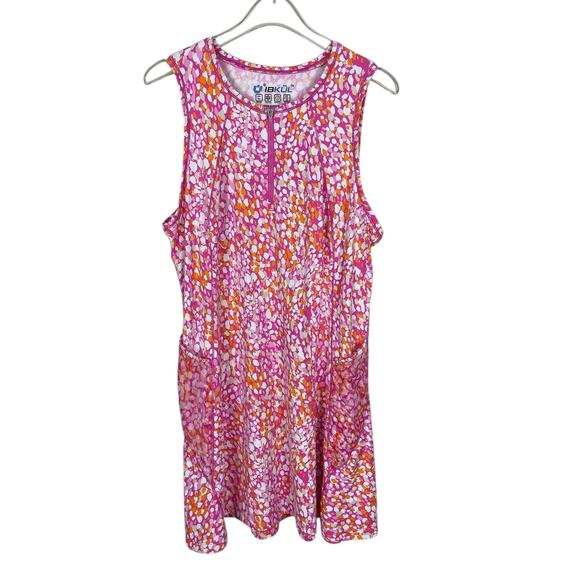 IBKUL Zip Neck Tennis Dress With Shorts UPF 50+ Sleeveless Size Large Pickleball - Picture 2 of 16